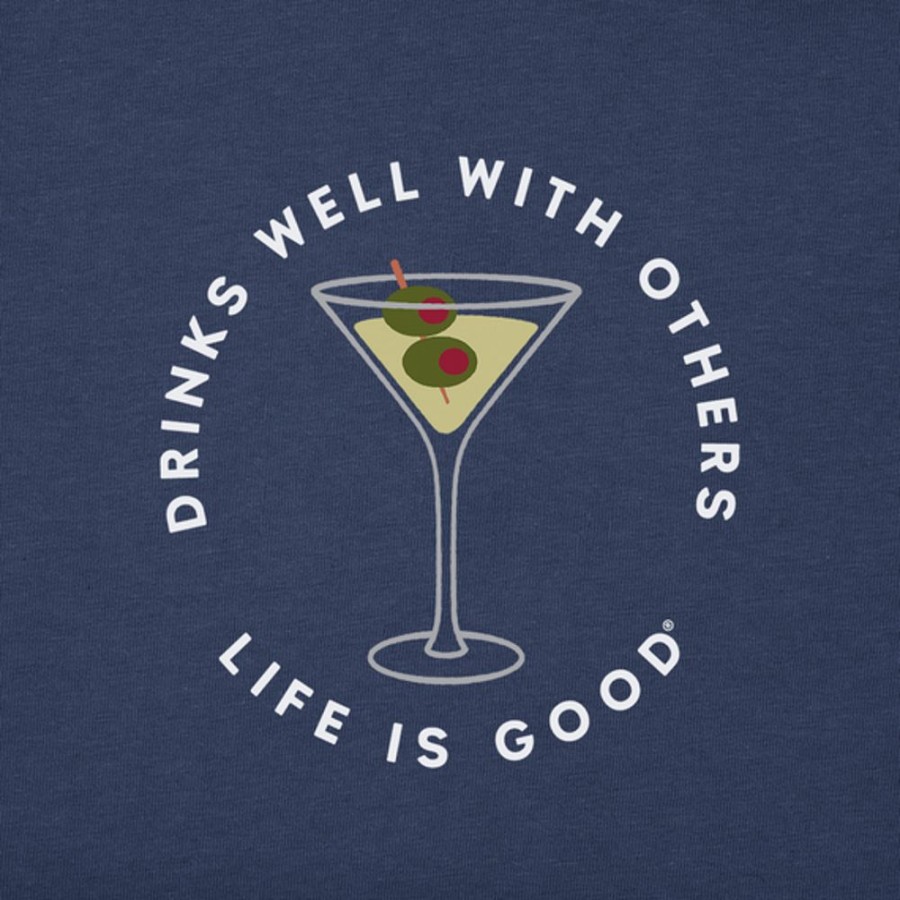 Women Life is Good Boxy Tees | Women'S Drinks Well With Others Martini Boxy Crusher Tee Darkest Blue