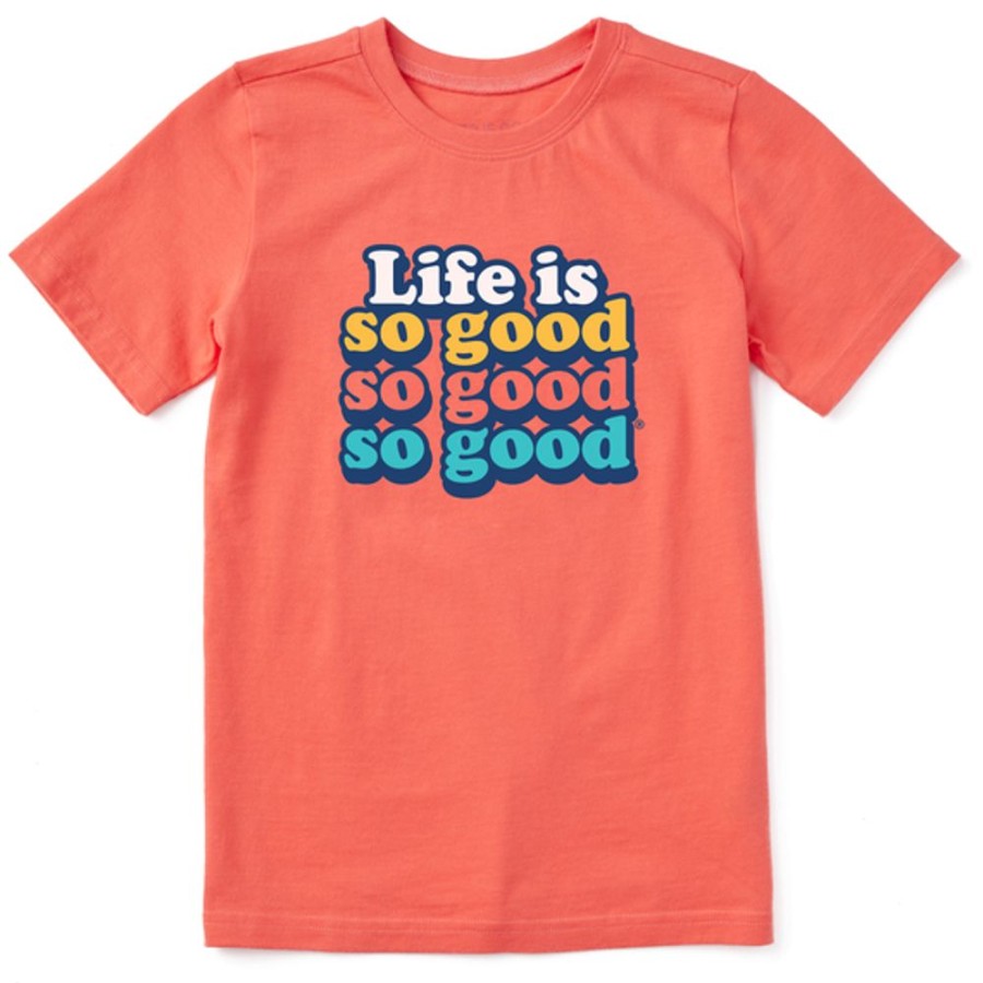 Kids Life is Good Graphic Tees | Kids Clean Life Is So So So Good Crusher Tee Mango Orange