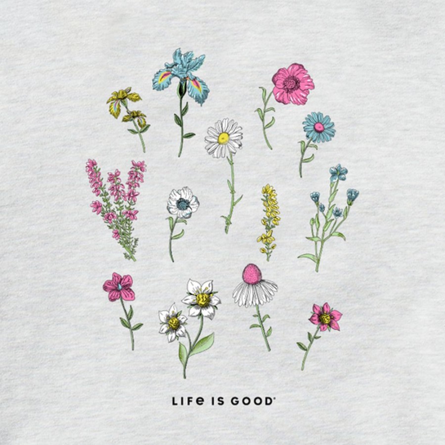 Women Life is Good Sweatshirts & Hoodies | Women'S Wildflower Fields Forever Simply True Fleece Hoodie Light Heather Gray