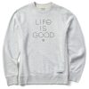 Men Life is Good Sweatshirts & Hoodies | Men'S Branded Fineline Stacked Lig Simply True Fleece Crew Light Heather Gray