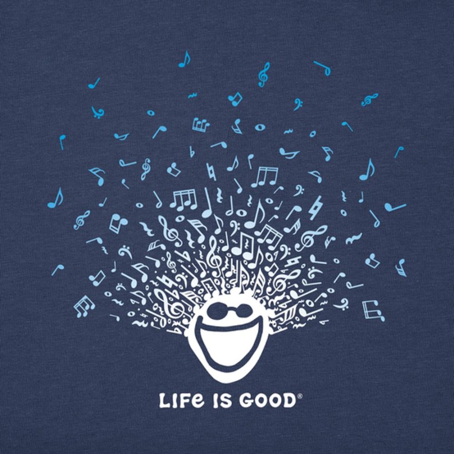 Men Life is Good Graphic Tees | Men'S Jake Music Head Short Sleeve Tee Darkest Blue