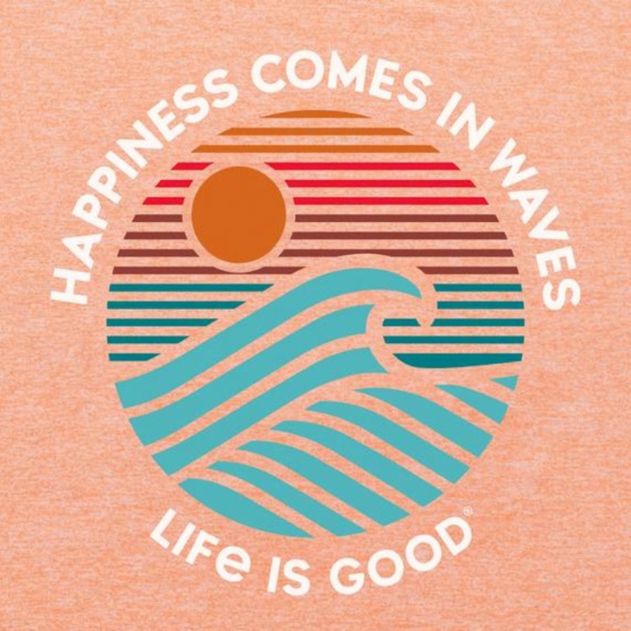 Men Life is Good Graphic Tees | Men'S Happiness Sunset Waves Active Tee Canyon Orange