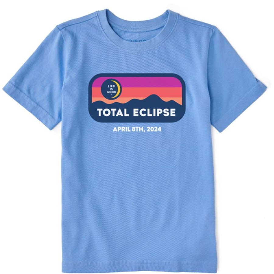 Kids Life is Good Graphic Tees | Kids Clean Stripes Total Eclipse 4.8.24 Crusher Tee Cornflower Blue