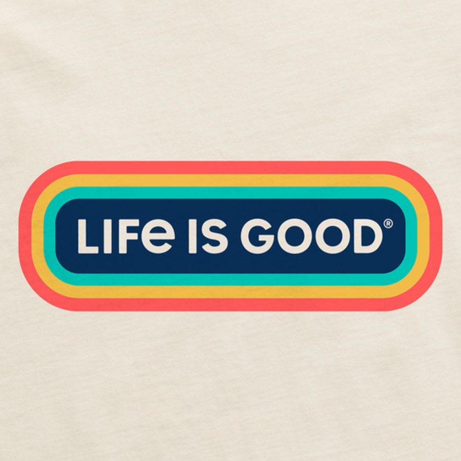 Women Life is Good Boxy Tees | Women'S Clean Stripe Lig Pill Boxy Crusher Tee Putty White