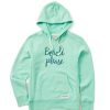 Women Life is Good Sweatshirts & Hoodies | Women'S Beach Please Simply True Fleece Hoodie Spearmint Green