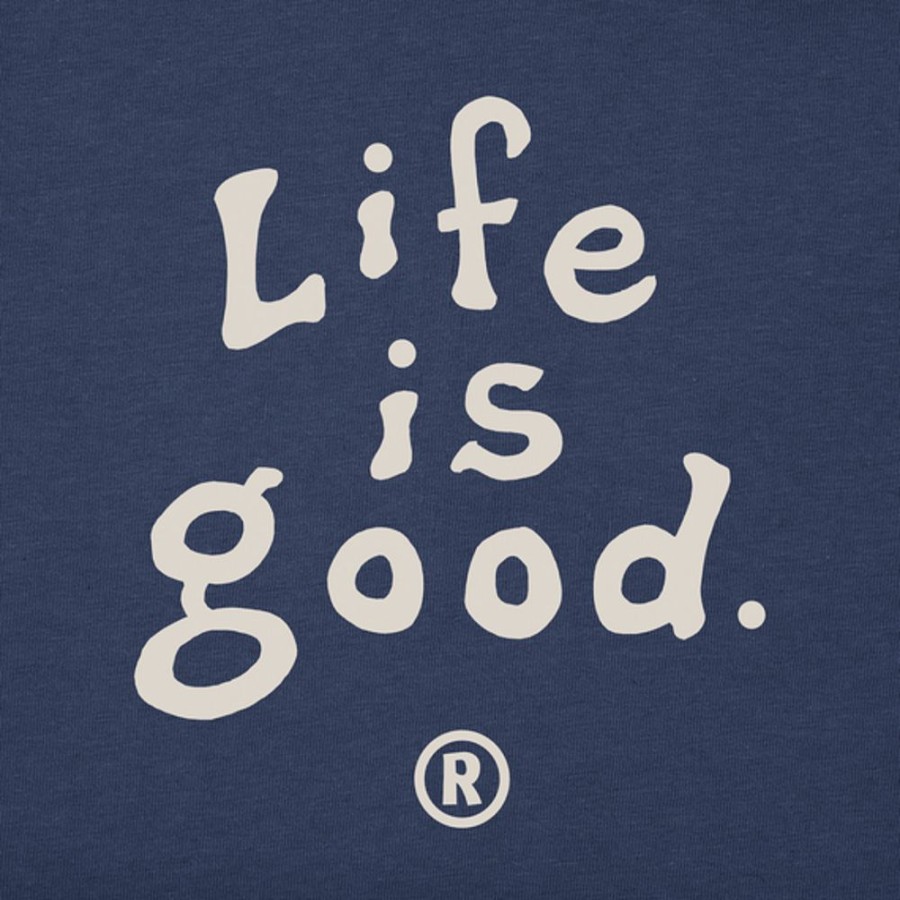 Men Life is Good Sweatshirts & Hoodies | Men'S Lig Vintage Wordmark Stacked Simply True Fleece Crew Darkest Blue