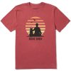 Men Life is Good Graphic Tees | Men'S Clean Dog Dad Retro Beach View Short Sleeve Tee Faded Red