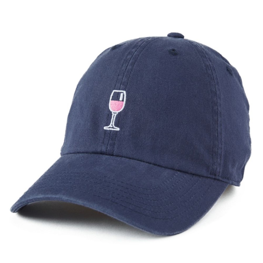 Women Life is Good Hats | Wine Glass Chill Cap Darkest Blue