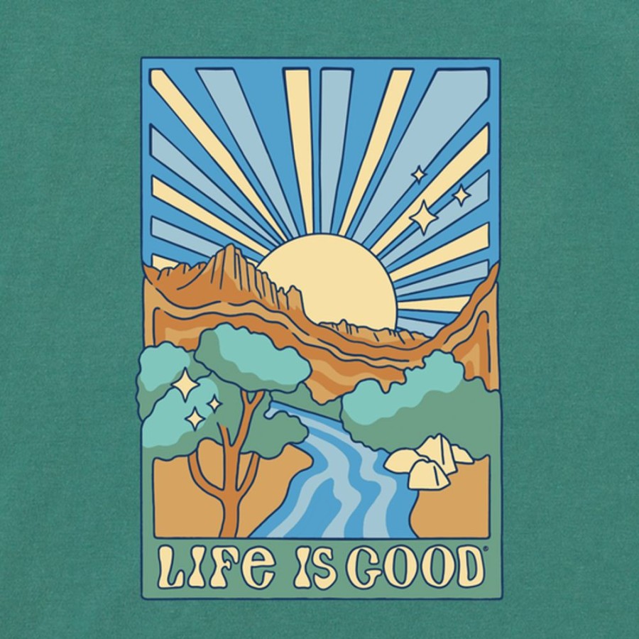 Men Life is Good Graphic Tees | Men'S Canyon Scene Crusher Tee Spruce Green