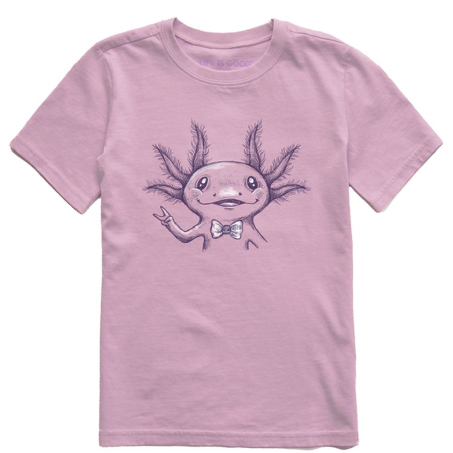 Kids Life is Good Graphic Tees | Kids Fineline Peaceful Axoltl Crusher Tee Violet Purple