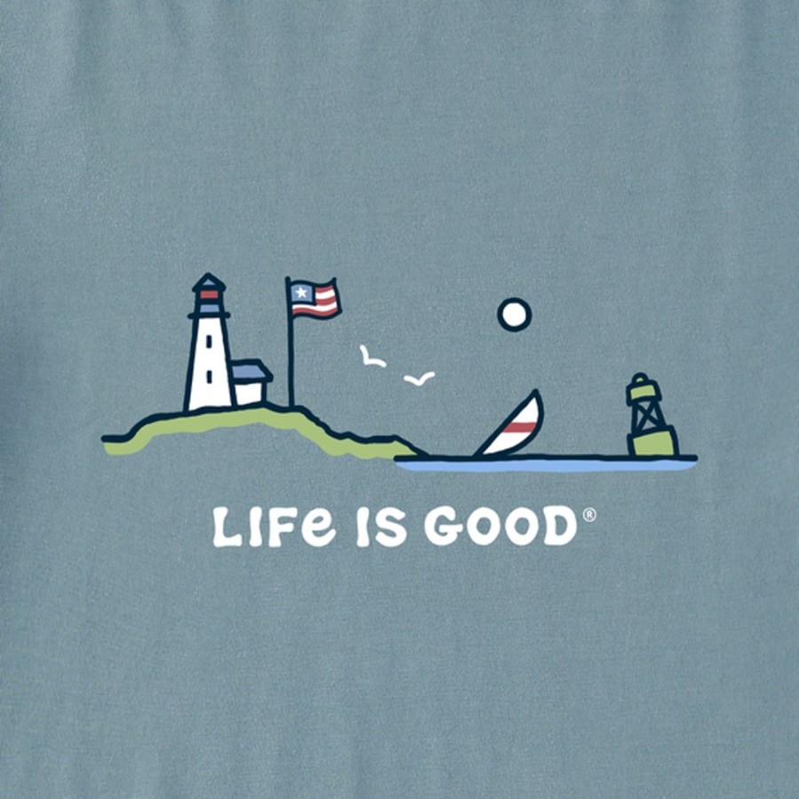 Men Life is Good Sweatshirts & Hoodies | Men'S Flag Ocean Vista Simply True Fleece Hoodie Smoky Blue