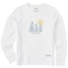 Women Life is Good Sweatshirts & Hoodies | Women'S Snowy Pines With Cardinals Simply True Fleece Crew Cloud White