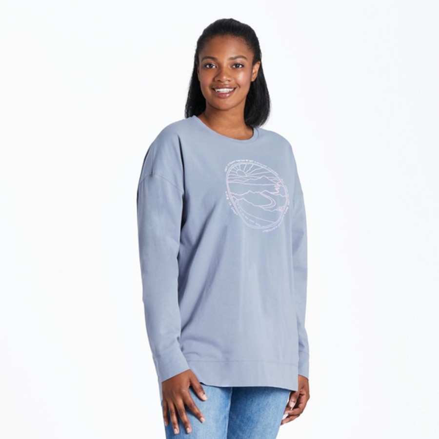 Women Life is Good Crusher-Flex Apparel | Women'S Everything Is Different Crusher-Flex Oversized Crew Stone Blue