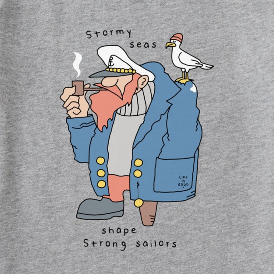 Men Life is Good Graphic Tees | Men'S Quirky Stormy Seas Salty Sailor Short Sleeve Tee Heather Gray