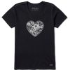 Women Life is Good Graphic Tees | Women'S Flowerful Love Crusher Vee Jet Black