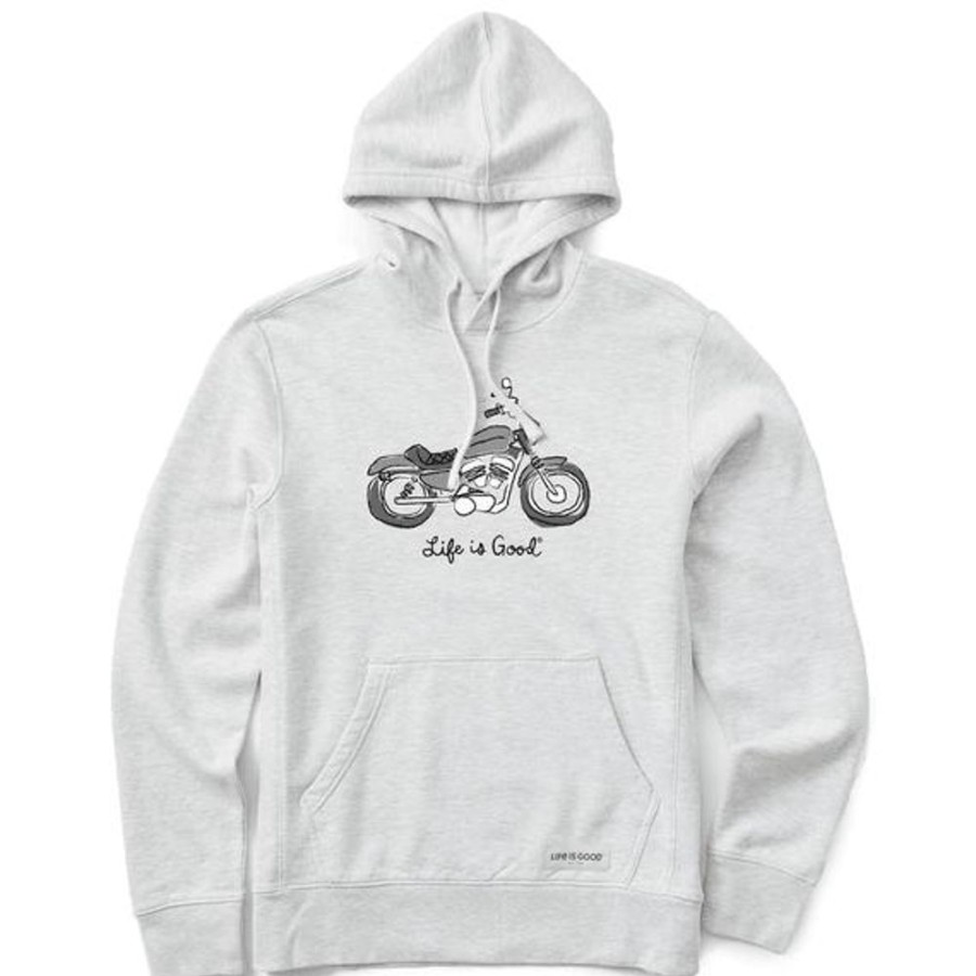 Men Life is Good Sweatshirts & Hoodies | Men'S Quirky Motorcycle Simply True Fleece Hoodie Light Heather Gray