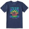 Kids Life is Good Graphic Tees | Kids Tie Dye Good Grandma Crusher Tee Darkest Blue