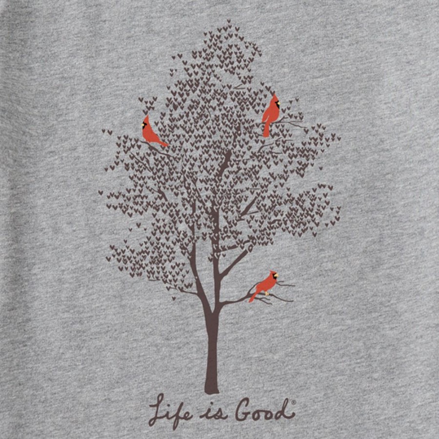 Women Life is Good Graphic Tees | Women'S Tree Cardinals Long Sleeve Crusher Tee Heather Gray