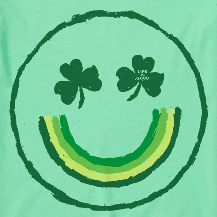 Kids Life is Good Graphic Tees | Kids Inkbrush Clover Smiley Face Crusher Tee Spearmint Green