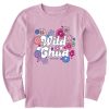 Kids Life is Good Graphic Tees | Kids Hippy Wild Child Long Sleeve Crusher Tee Violet Purple