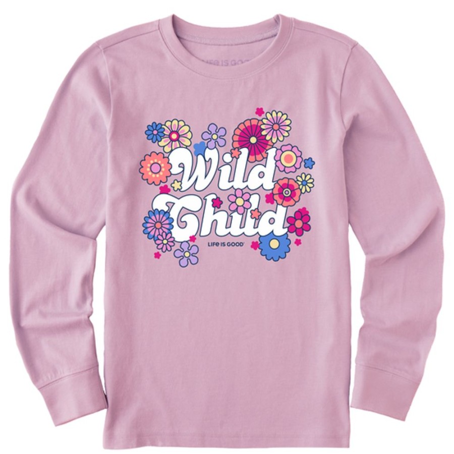 Kids Life is Good Graphic Tees | Kids Hippy Wild Child Long Sleeve Crusher Tee Violet Purple