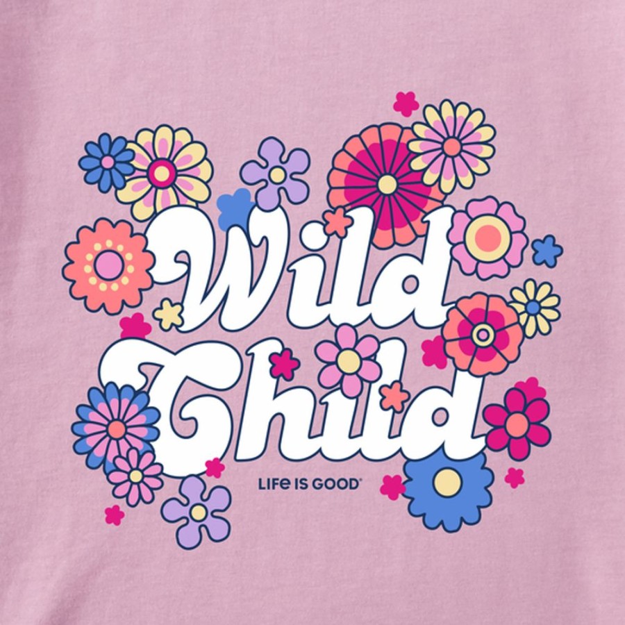 Kids Life is Good Graphic Tees | Kids Hippy Wild Child Long Sleeve Crusher Tee Violet Purple