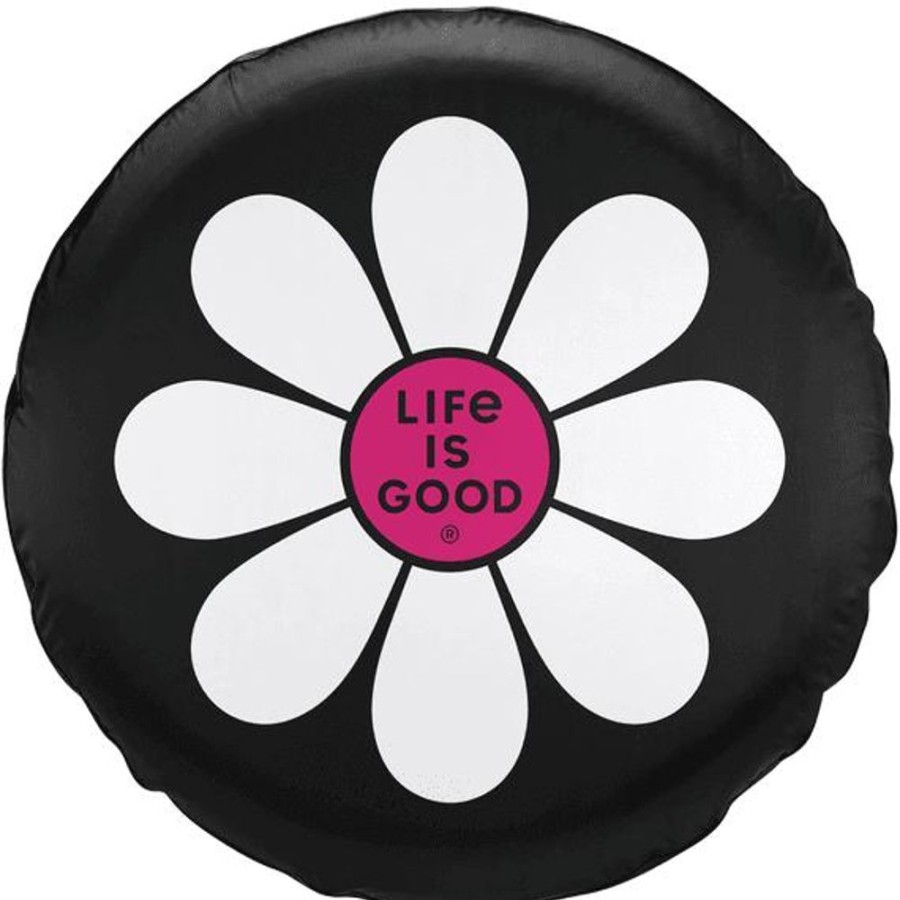 Home Life is Good Tire Covers | Simple Daisy Tire Cover Night Black