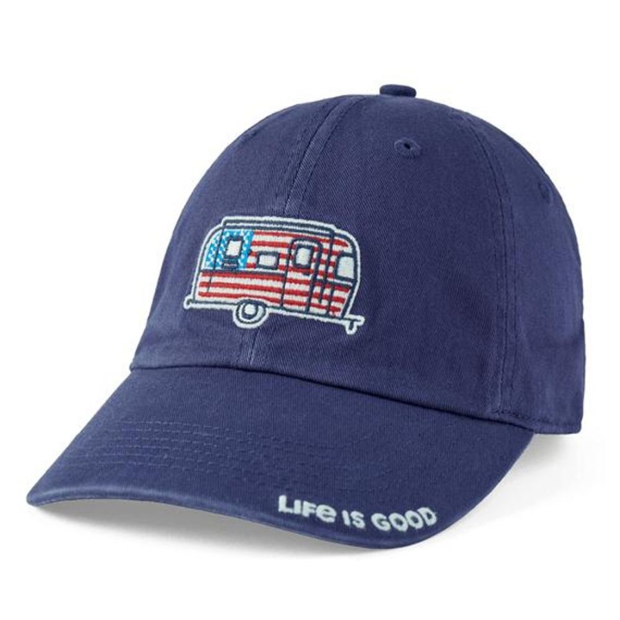 Women Life is Good Hats | Land Of The Free Camper Chill Cap Darkest Blue