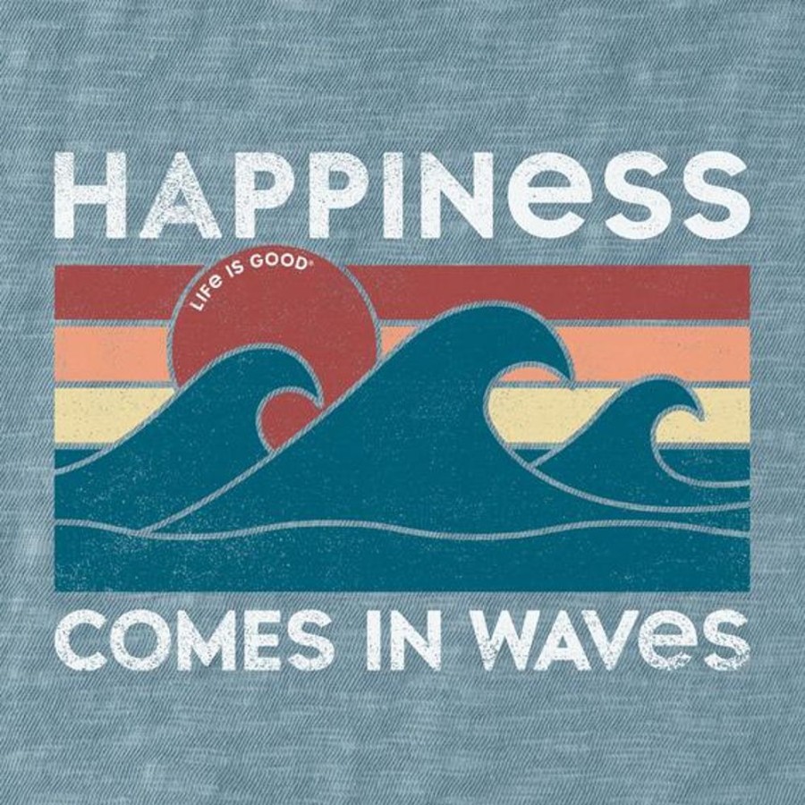 Men Life is Good Active & Slub Tops | Men'S Happiness Sun And Waves Textured Slub Tee Smoky Blue