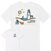 Men Life is Good Graphic Tees | Men'S Hiking Along The Lighthouse Short Sleeve Tee Cloud White