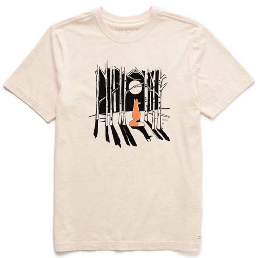 Men Life is Good Graphic Tees | Men'S Fox In The Woods Short Sleeve Tee Putty White