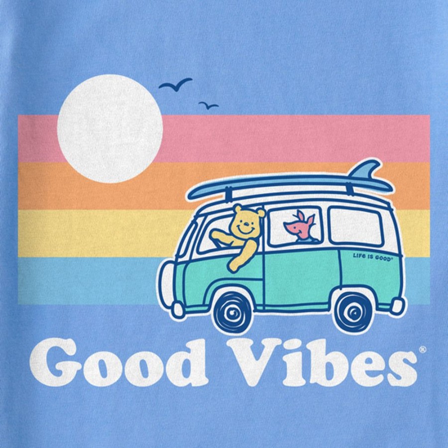 Kids Life is Good Graphic Tees | Kids Vintage Good Vibes Winnie & P Van Crusher Tee Cornflower Blue