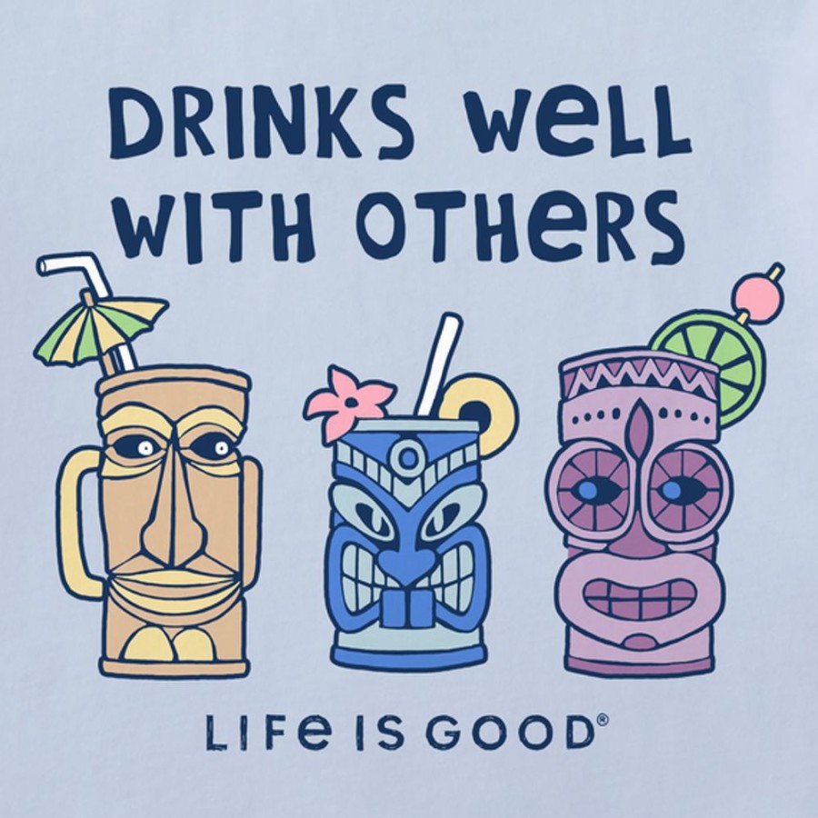 Women Life is Good Boxy Tees | Women'S Tiki Drinks Well Boxy Crusher Tee Glacier Blue