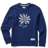 Women Life is Good Sweatshirts & Hoodies | Women'S Superpowers Daisy Simply True Fleece Crew Darkest Blue