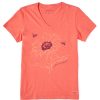 Women Life is Good Graphic Tees | Women'S Sunflower Bees Short Sleeve Vee Mango Orange