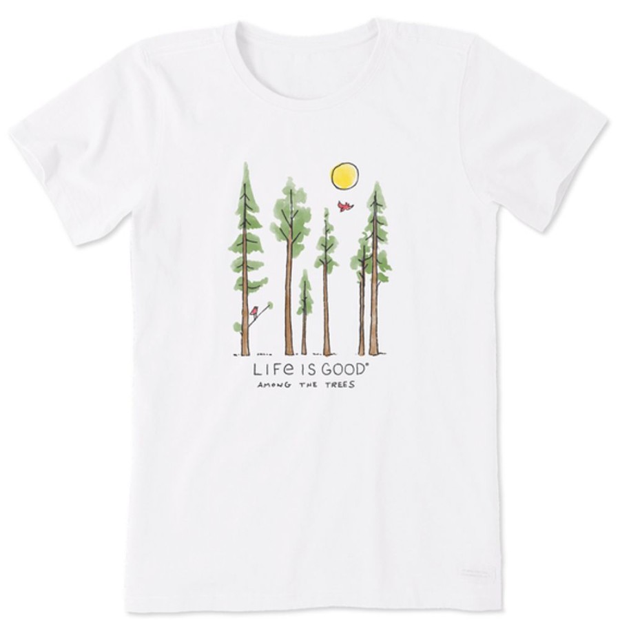 Women Life is Good Graphic Tees | Women'S Life Is Good Among The Trees Short Sleeve Tee Cloud White