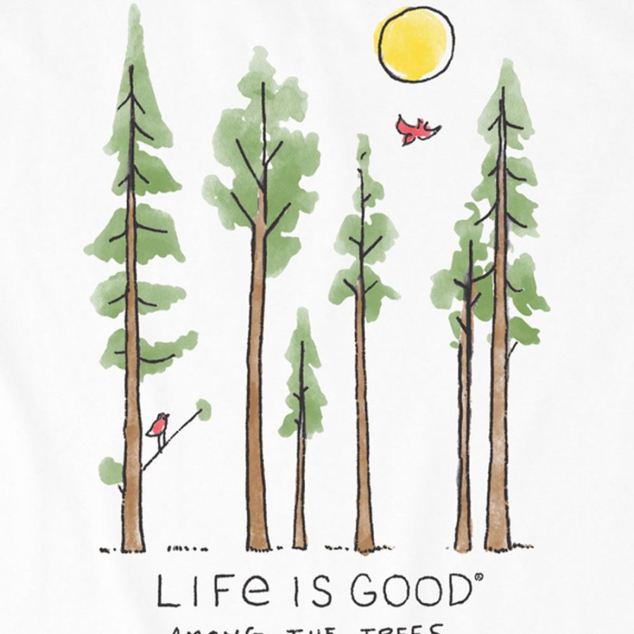 Women Life is Good Graphic Tees | Women'S Life Is Good Among The Trees Short Sleeve Tee Cloud White