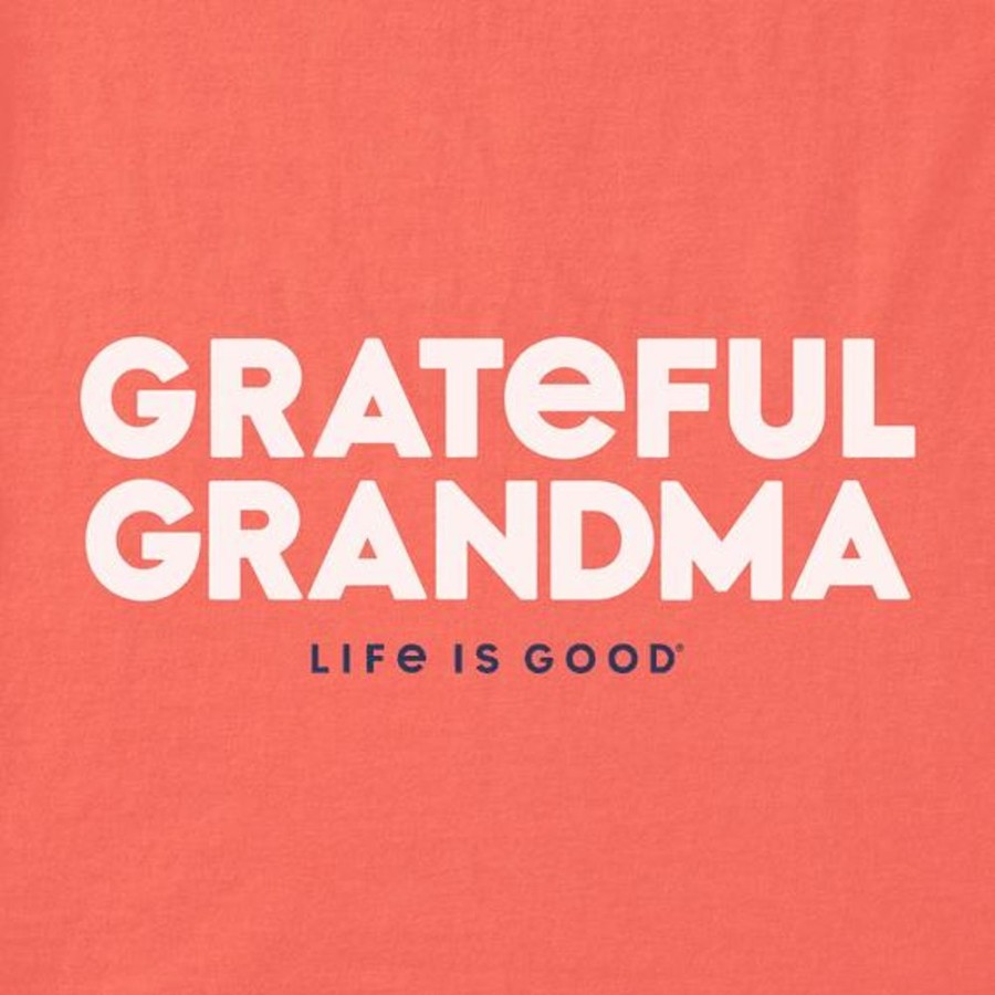 Women Life is Good Graphic Tees | Women'S Grateful Grandma Crusher Vee Mango Orange