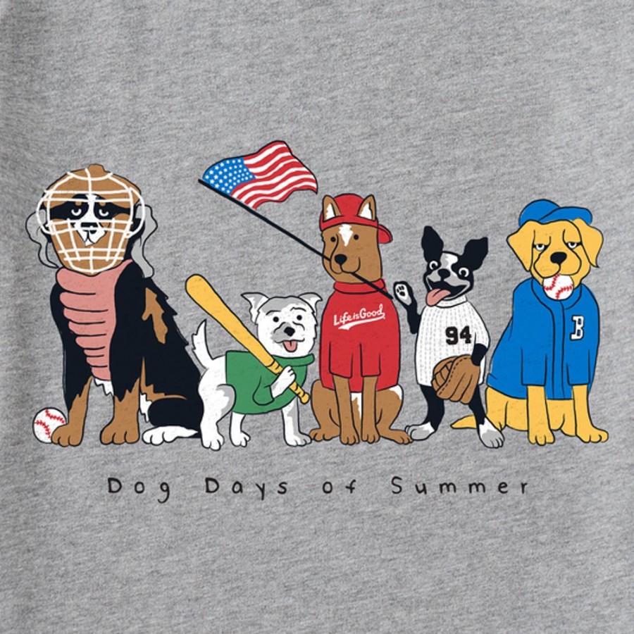 Kids Life is Good Graphic Tees | Kids Dog Days Of Summer Baseball Long Sleeve Crusher Tee Heather Gray