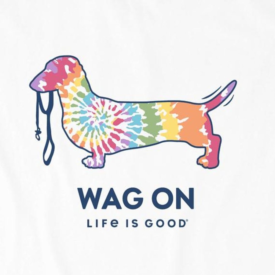 Women Life is Good Sweatshirts & Hoodies | Women'S Tie Dye Dachshund Simply True Fleece Crew Cloud White