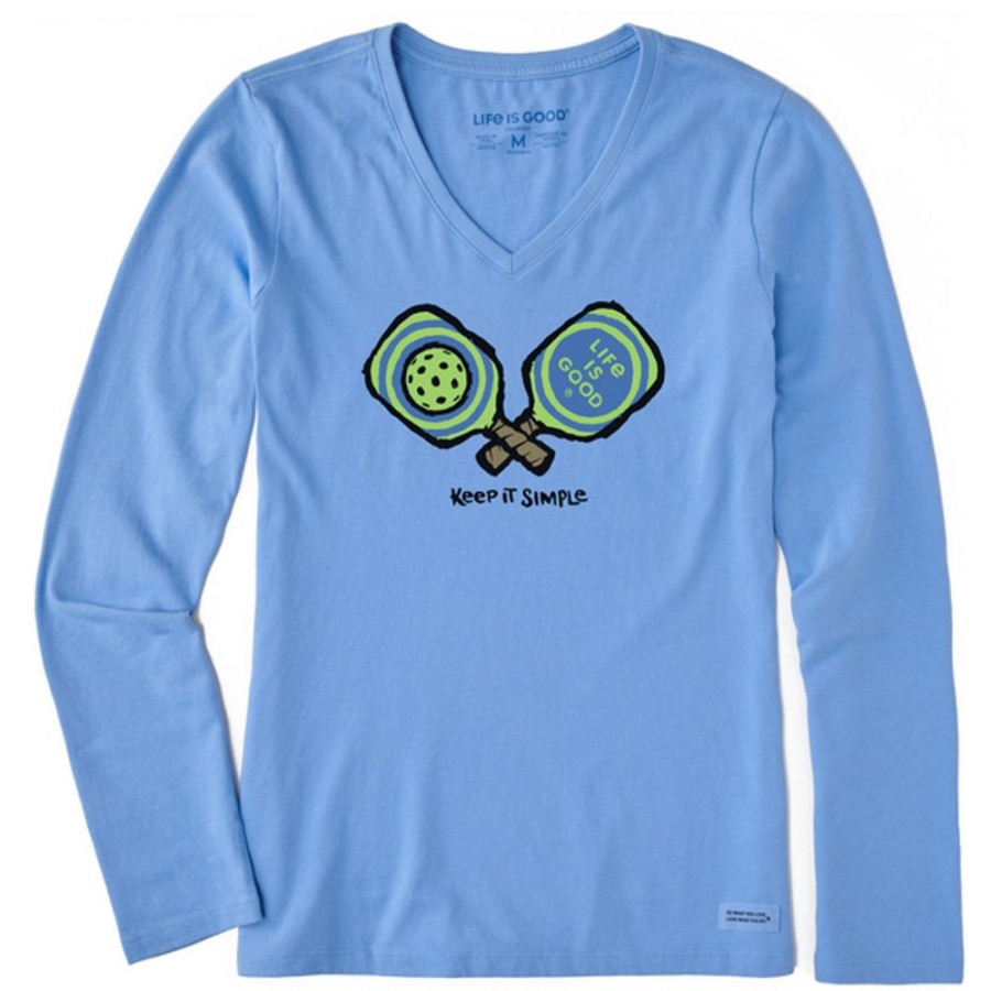 Home Life is Good Pickleball | Women'S Keep It Simple Pickleball Long Sleeve Crusher Vee Cornflower Blue