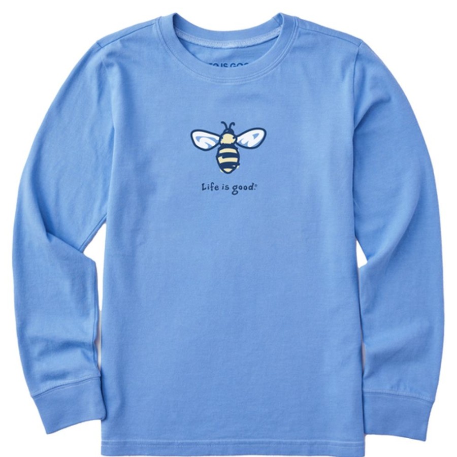 Kids Life is Good Graphic Tees | Kids Bumblebee Long Sleeve Crusher Tee Cornflower Blue