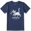 Kids Life is Good Graphic Tees | Kids Vintage Al Meowica Crusher Tee Darkest Blue