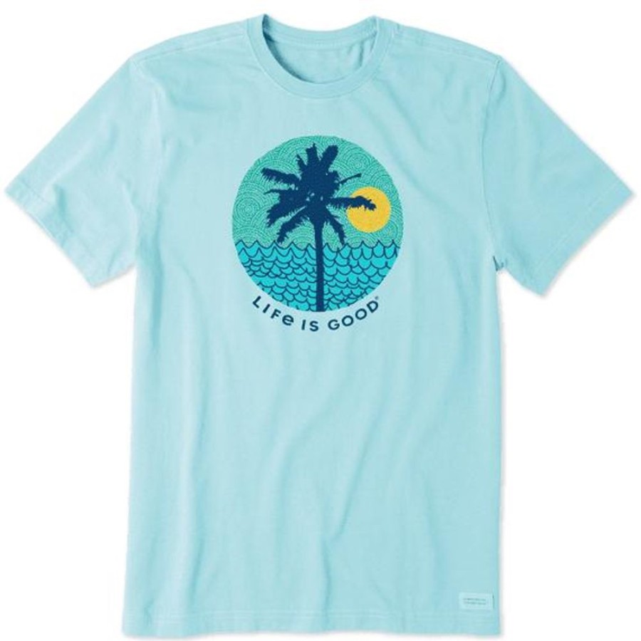 Men Life is Good Graphic Tees | Men'S Beach Patterns Short Sleeve Tee Beach Blue