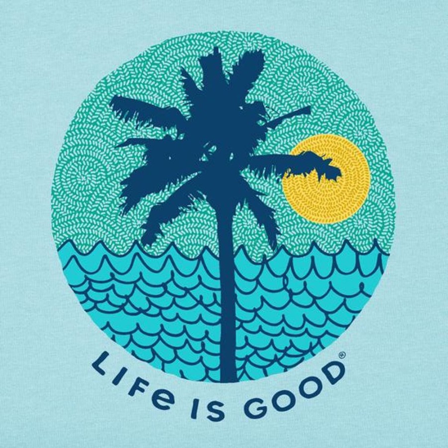 Men Life is Good Graphic Tees | Men'S Beach Patterns Short Sleeve Tee Beach Blue