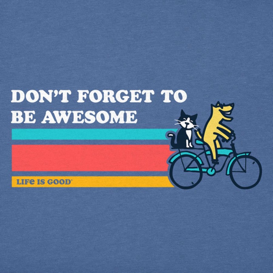 Kids Life is Good Graphic Tees | Kids Clean Don'T Forget To Be Awesome Bike Crusher Tee Vintage Blue