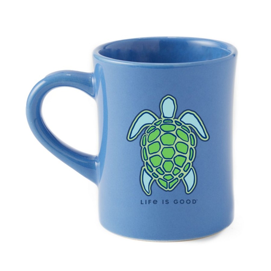 Home Life is Good Mugs | Turtle Mandala Diner Mug Cornflower Blue