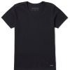 Women Life is Good Graphic Tees | Women'S Solid Short Sleeve Vee Jet Black