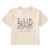 Women Life is Good Graphic Tees | Women'S Realaxed Peaceful Wildflowers & Insects Boxy Crusher Tee Putty White