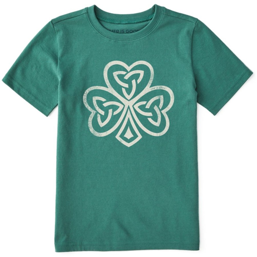 Kids Life is Good Graphic Tees | Kids Celtic Irish Clover Crusher Tee Spruce Green